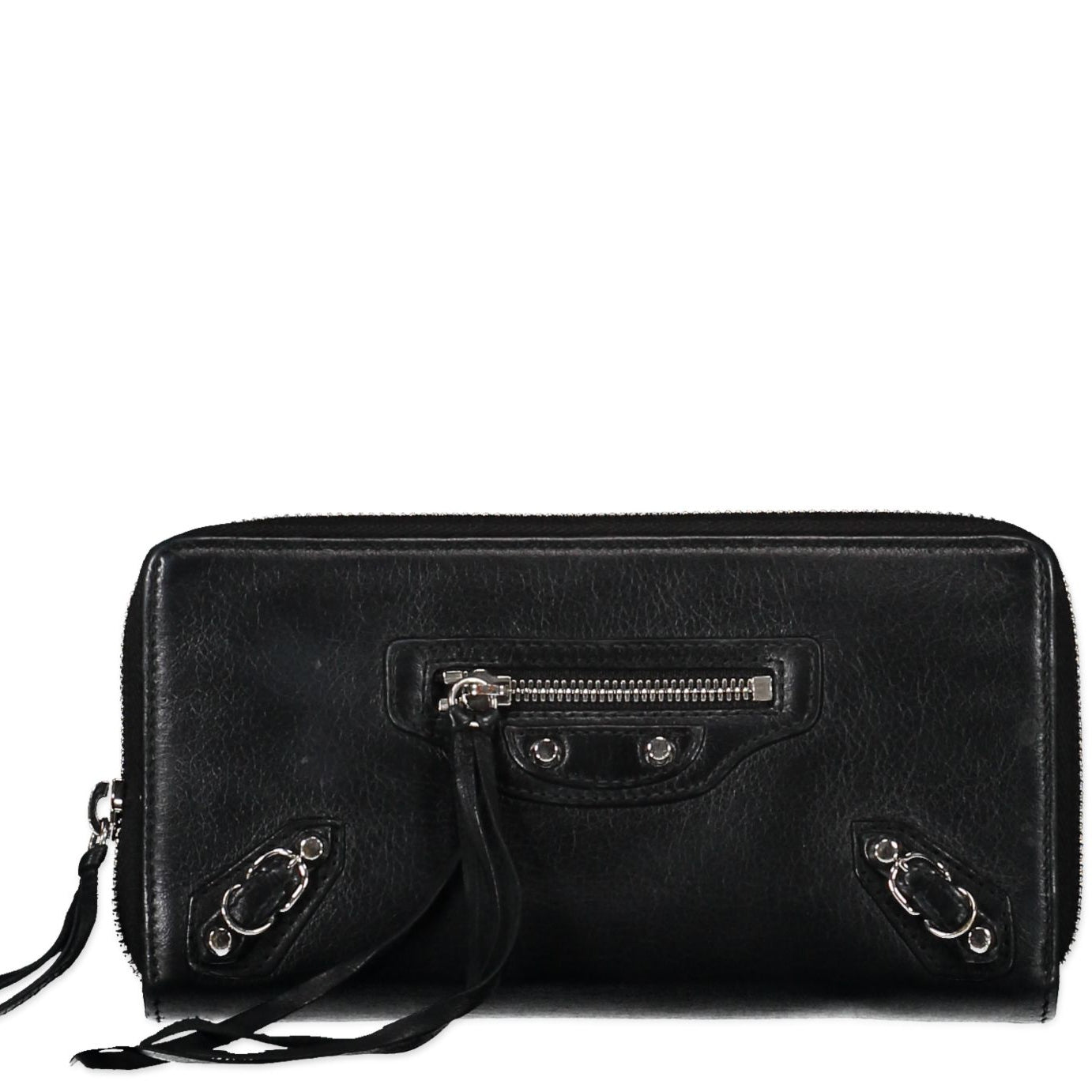 Balenciaga Black Continental Zip Around Wallet