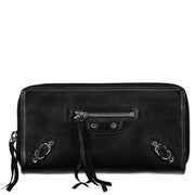 Balenciaga Black Continental Zip Around Wallet