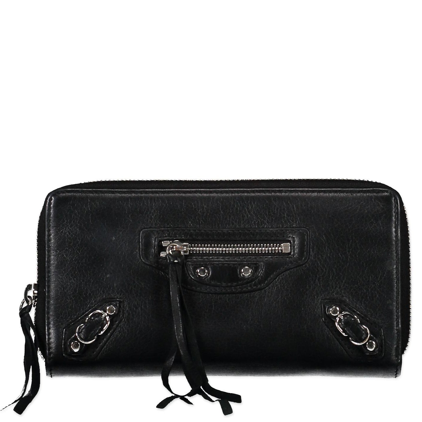 Balenciaga Black Continental Zip Around Wallet