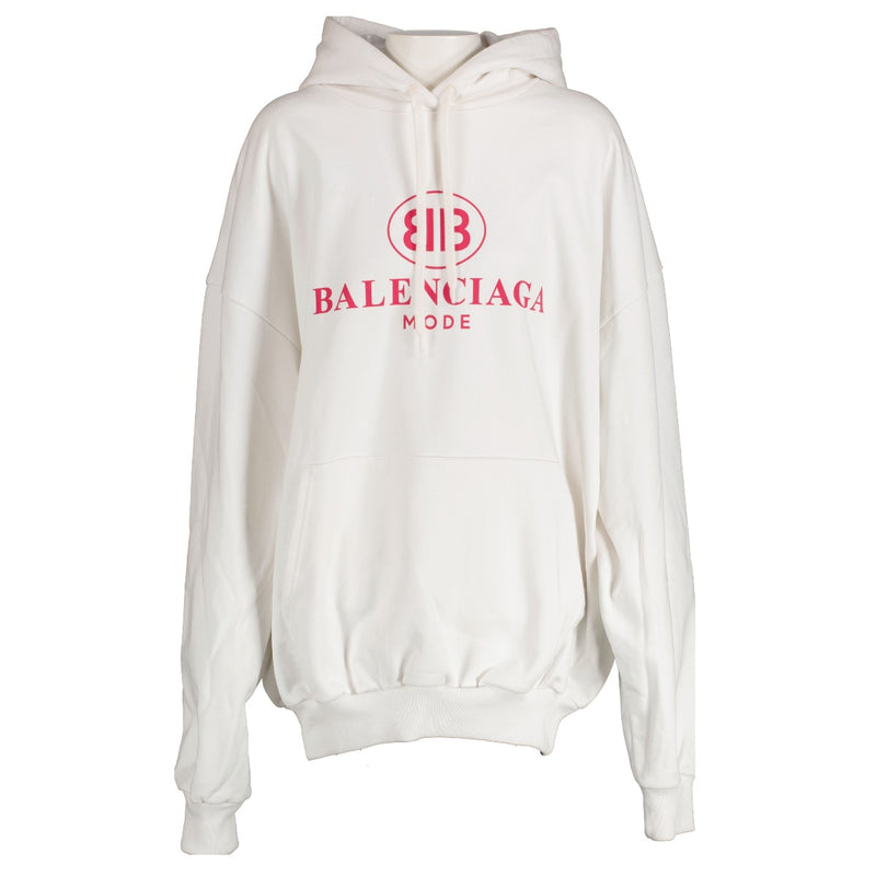 Balenciaga White BB Mode Logo Hoodie