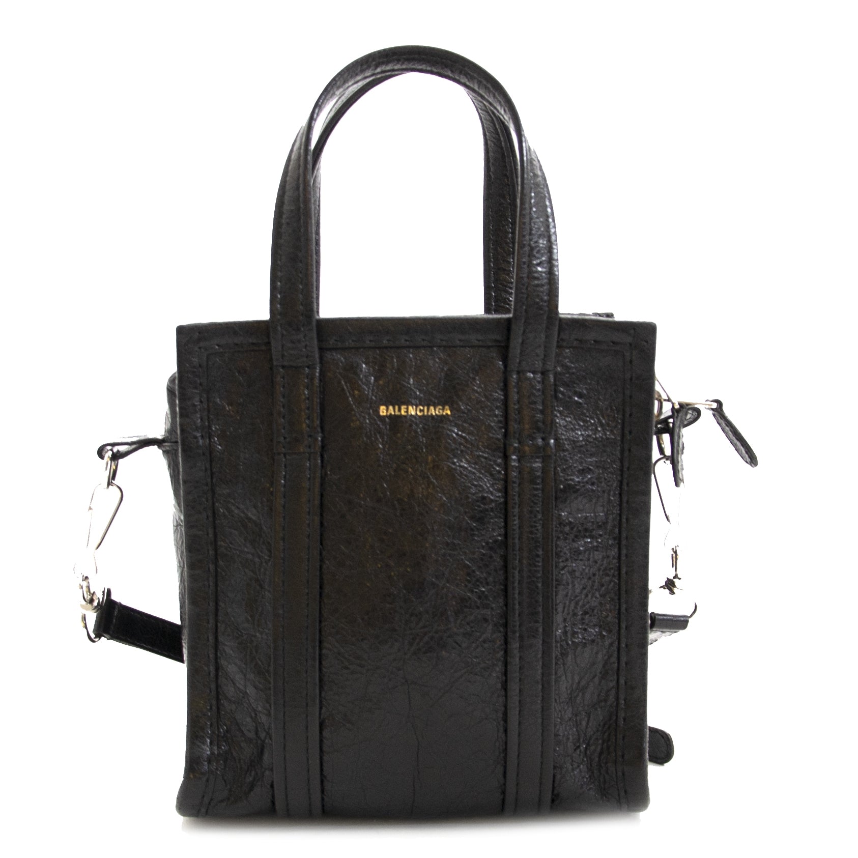 authentic second hand vintage Balenciaga Black Bazar Shopper XXS buy online webshop LabelLOV
