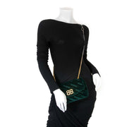 Balenciaga Suede Green BB Chain Shoulderbag now for sale at labellov vintage fashion webshop belgium