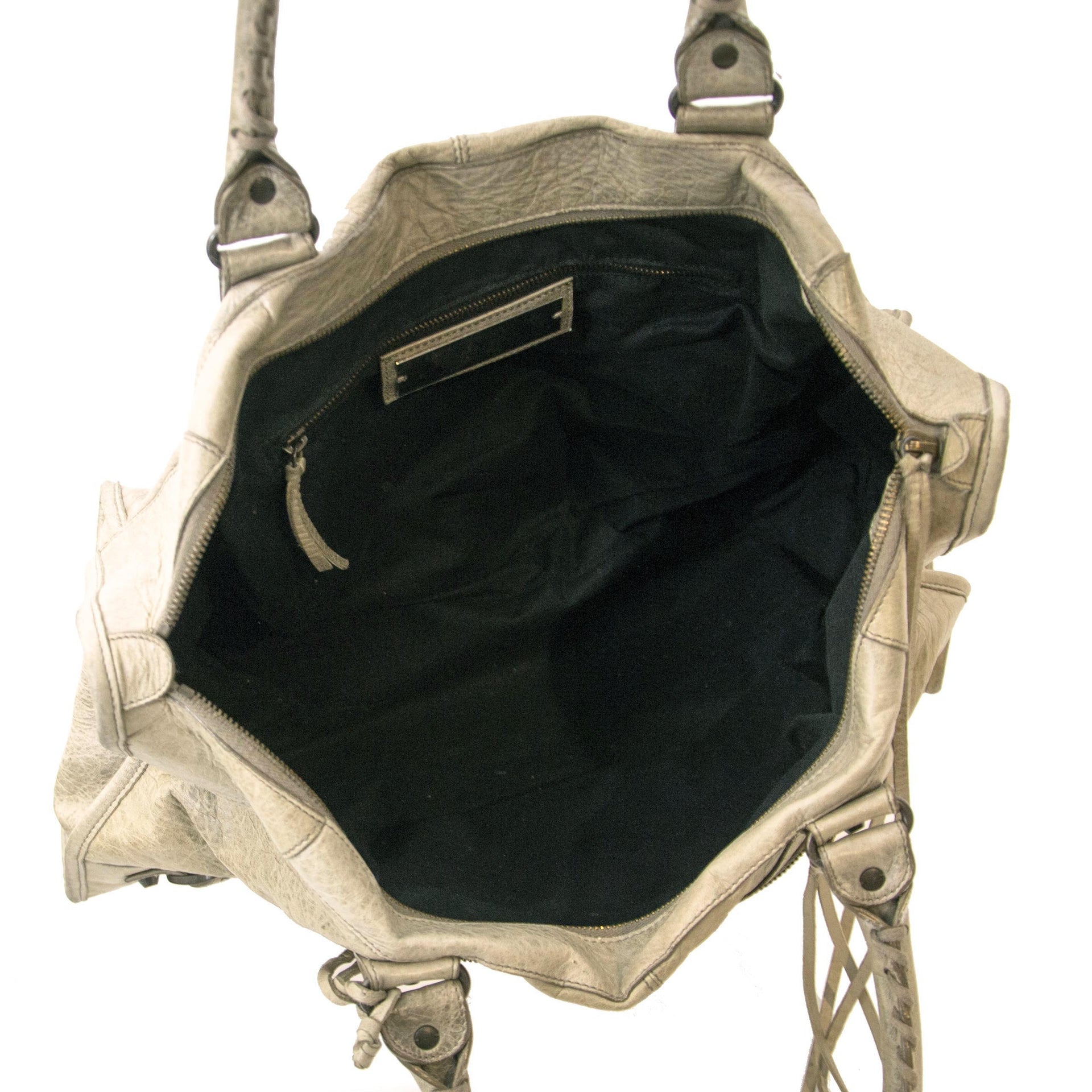 koop veilig online jou tweedehands Balenciaga 'Gris Poivre' Work leather tote