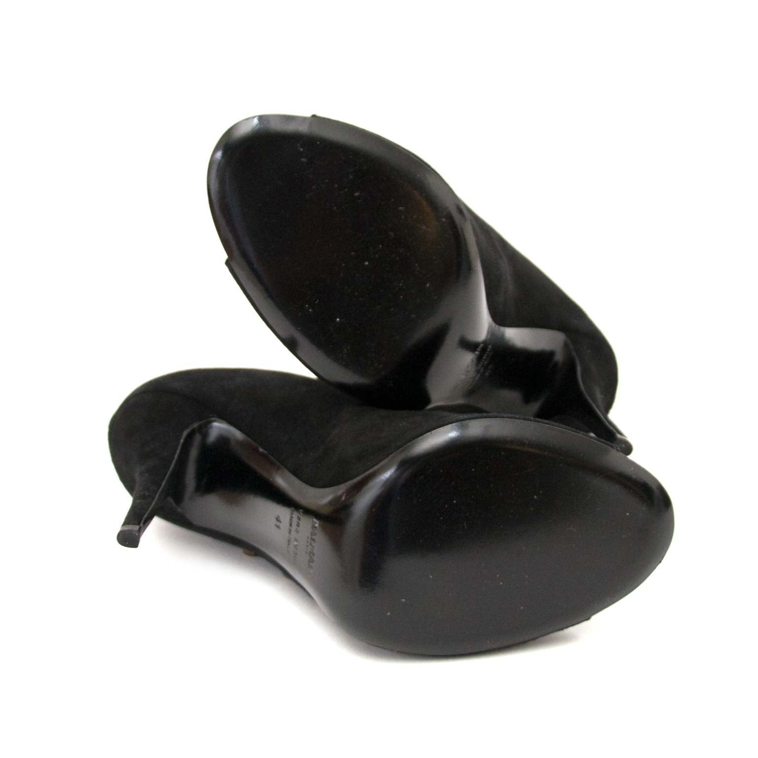 balmain black lace up peep toe ankle boots now for sale at labellov vintage fashion webshop belgium