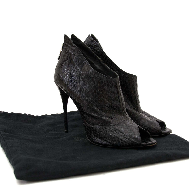 buy Balmain Black Python Peep Toe Heels - Size 41 at labellov antwerp