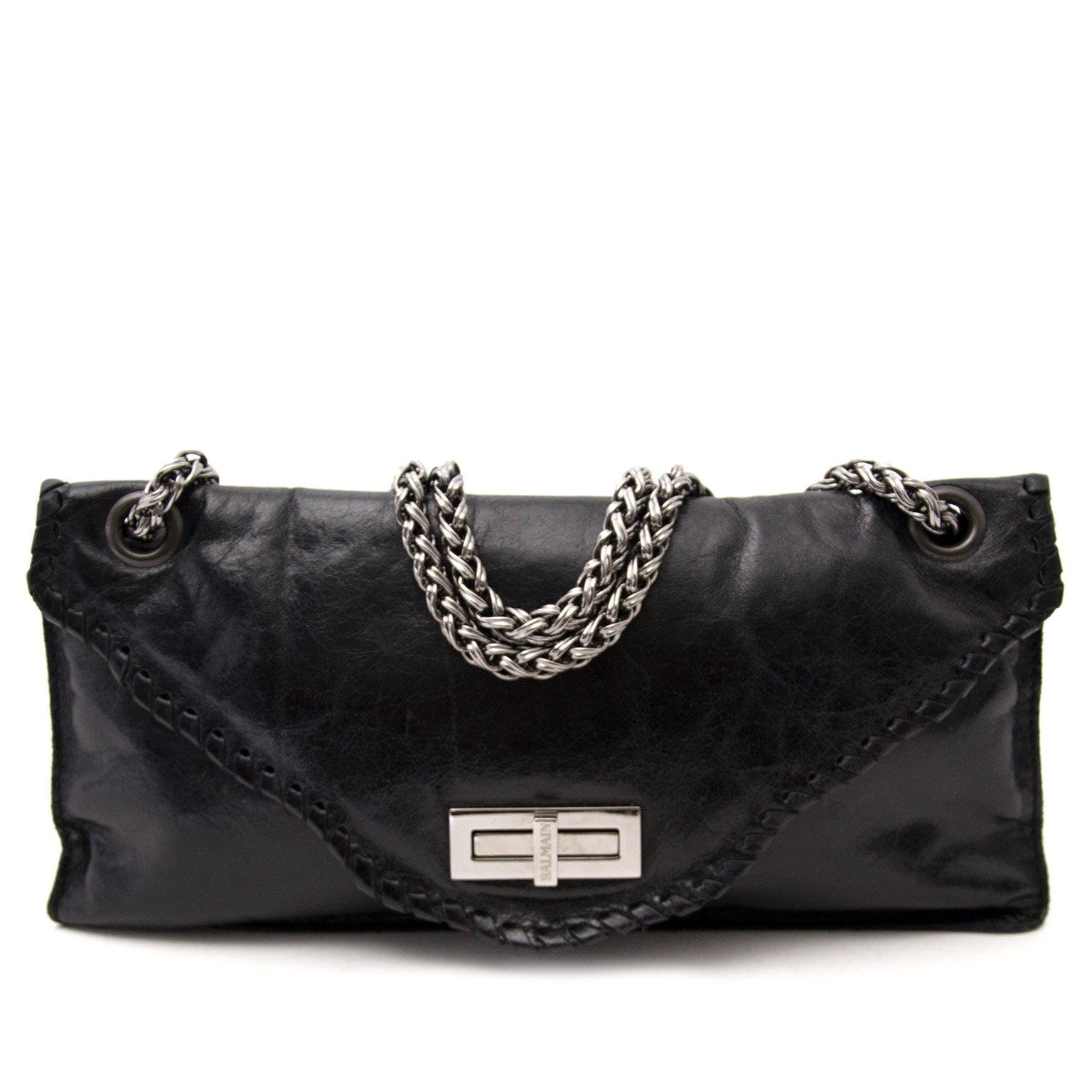 Koop uw authentieke Balmain Black Leather Shoulder Bag aan de beste prijs