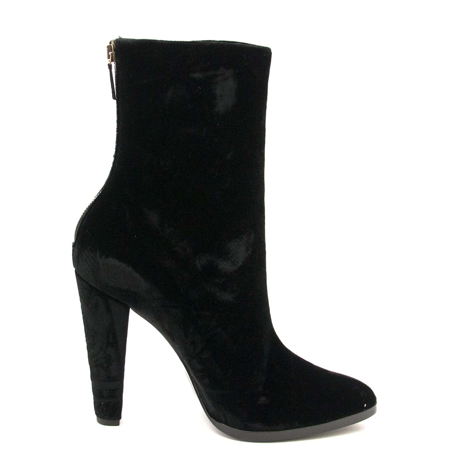balmain black velvet baroque boots now for sale at labellov vintage fashion webshop belgium