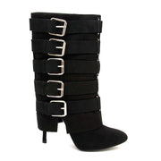 koop Giuseppe Zanotti For Balmain Black Suede Buckle Boots - size 41 en betaal veilig online
