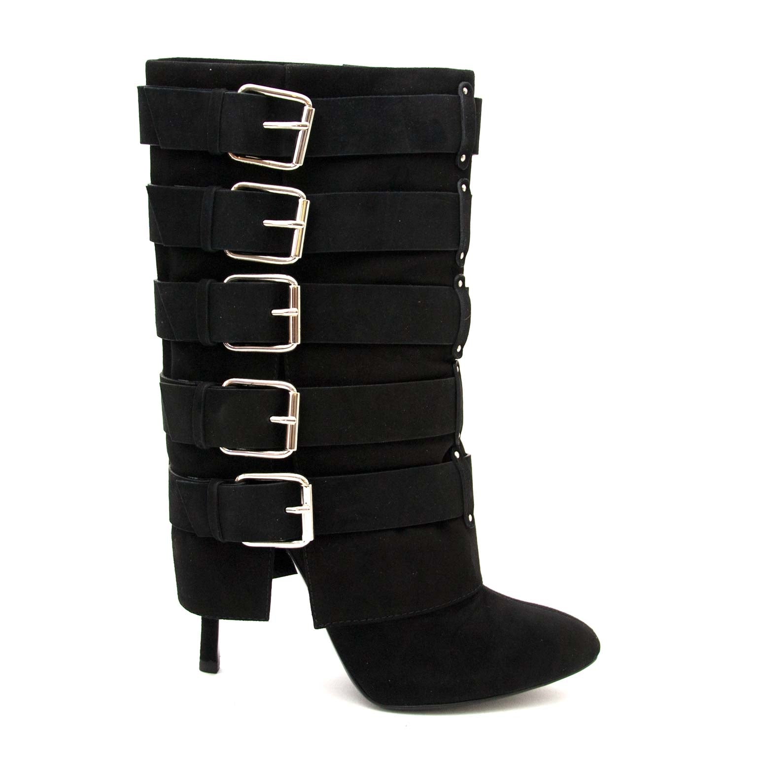 koop Giuseppe Zanotti For Balmain Black Suede Buckle Boots - size 41 en betaal veilig online