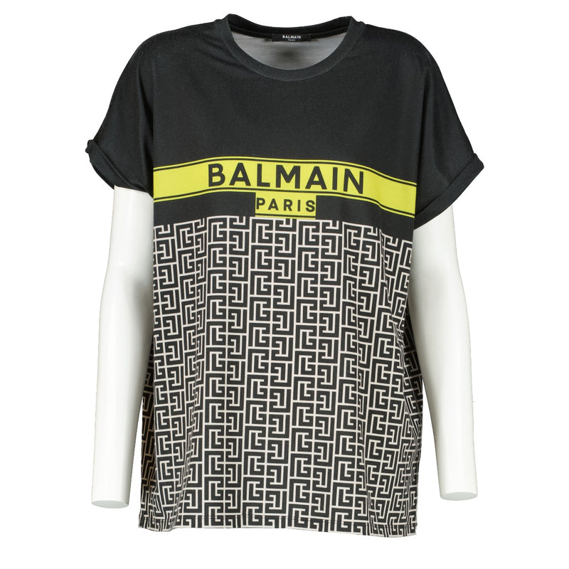 Balmain Black Monogram T-shirt - size L