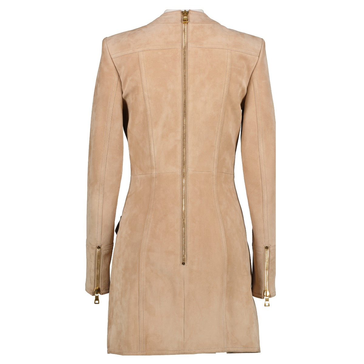 shop 100% second hand Balmain Beige Suède Lace Up Dress - Size 36 on Labellov.com