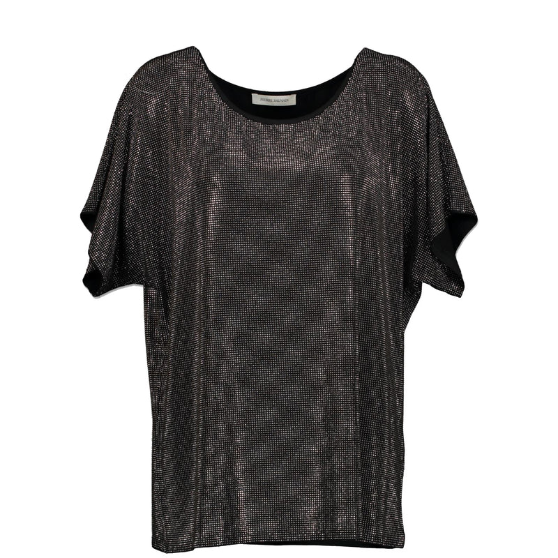 Pierre Balmain Black Metallic Stud T-Shirt for sale at Labellov secondhand luxury
