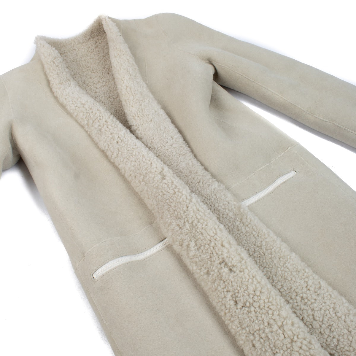 Manteau en peau lainée beige