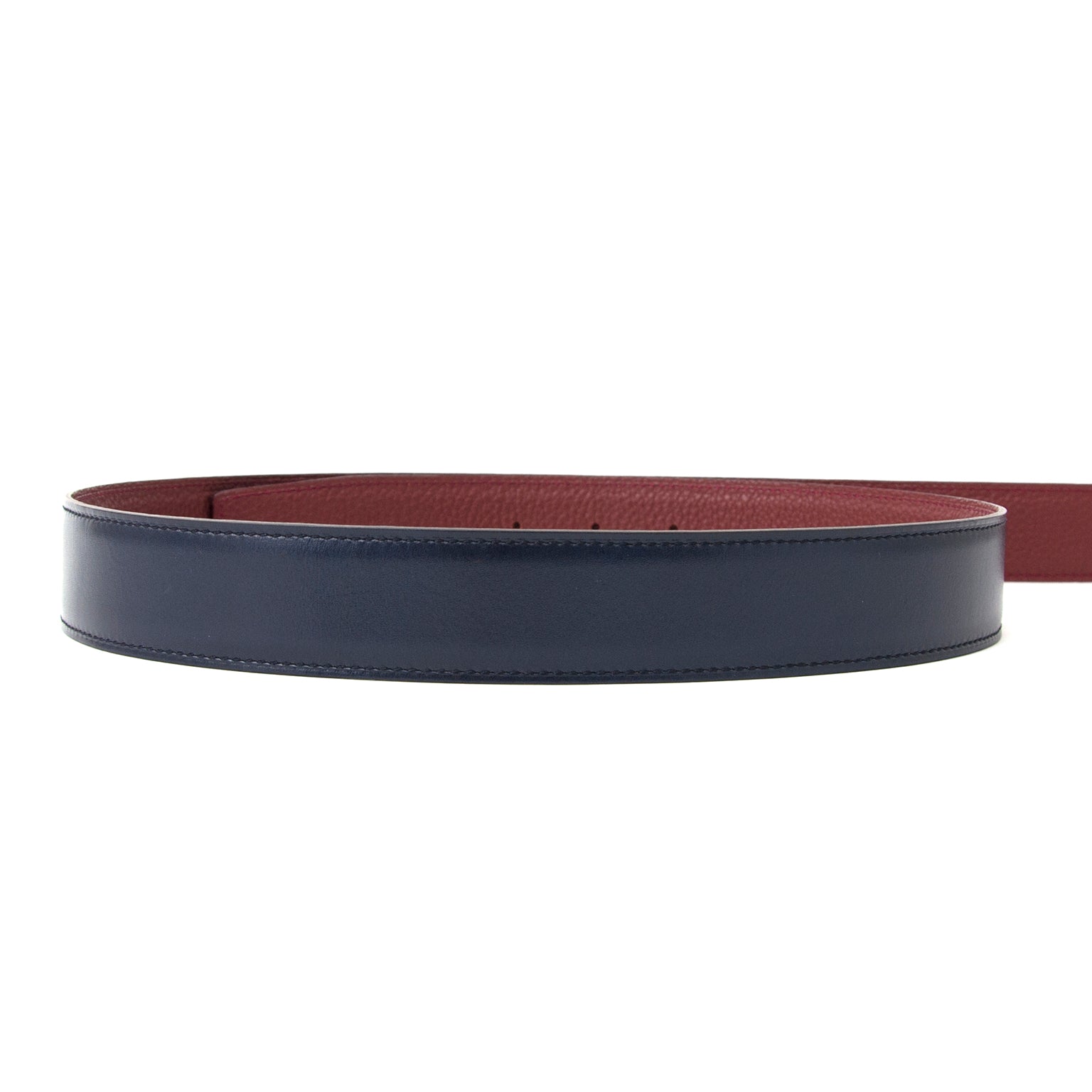 acheter en ligne comme neuf Hermès Reversible Bordeaux Blue Belt pour le meilleur prix