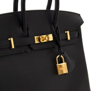 Hermes birkin 25 cm black swift leather with gold tones