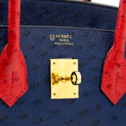 real real designer luxury as new Rare Brand New Hermes Birkin 30 Ostrich Rouge Exotique And Blue Sapphire