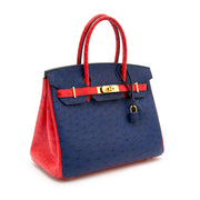 shop safe online your designer luxury 100% authentic Rare Brand New Hermes Birkin 30 Ostrich Rouge Exotique And Blue Sapphire