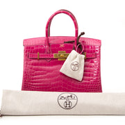 Are you looking for a 100% authentic designer Hermès Birkin 30 Rose Scheherazade Croco Lisse? Buy at Labellov
