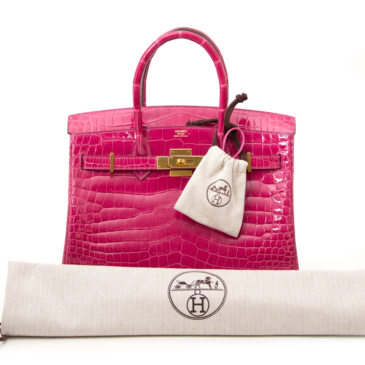 Are you looking for a 100% authentic designer Hermès Birkin 30 Rose Scheherazade Croco Lisse? Buy at Labellov