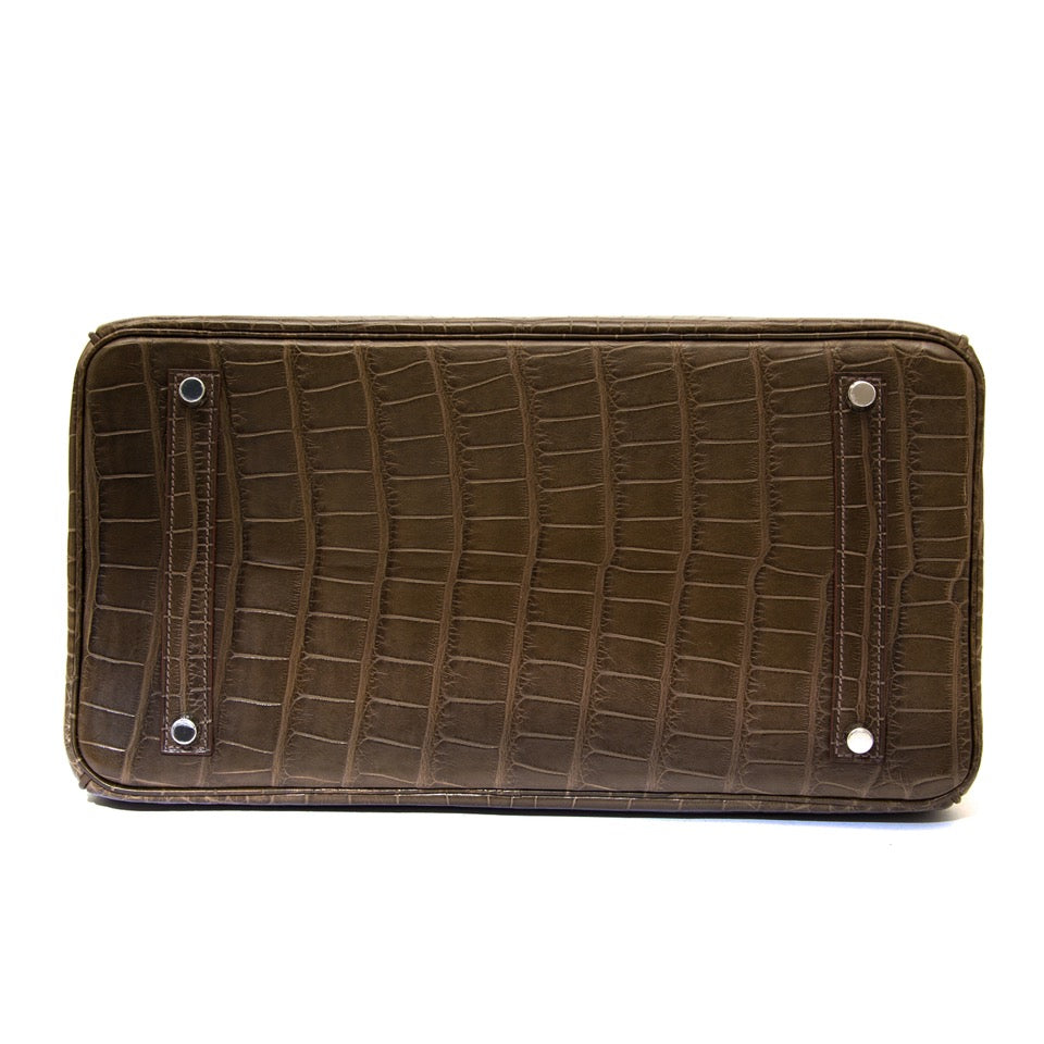 koop veilig online aan de beste prijs Hermes Birkin 35 Alligator Crocodile Matte Gris Elephant