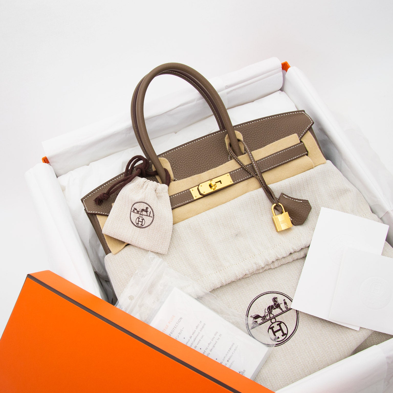 koop veilig online aan de beste prijs Hermes Birkin 35 Taurillon Etoupe GHW bij labellov.com veilig online shoppen