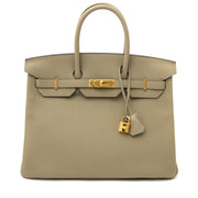 Hermès Birkin 35 Taurillon clemence sauge now online at labellov.com 100% authentic