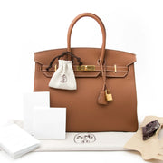 luxury 100% authentic + invoice , skip the waitinglist Never Used Hermes Birkin 35 Gold Togo