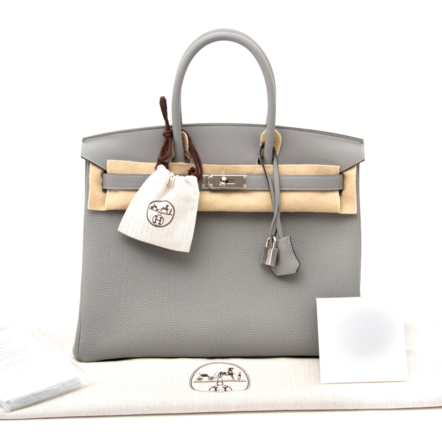 koop veilig online aan de beste prijs Brand New Hermes Birkin 35cm Bicolor Gris Mouette Togo And Blue Agathe