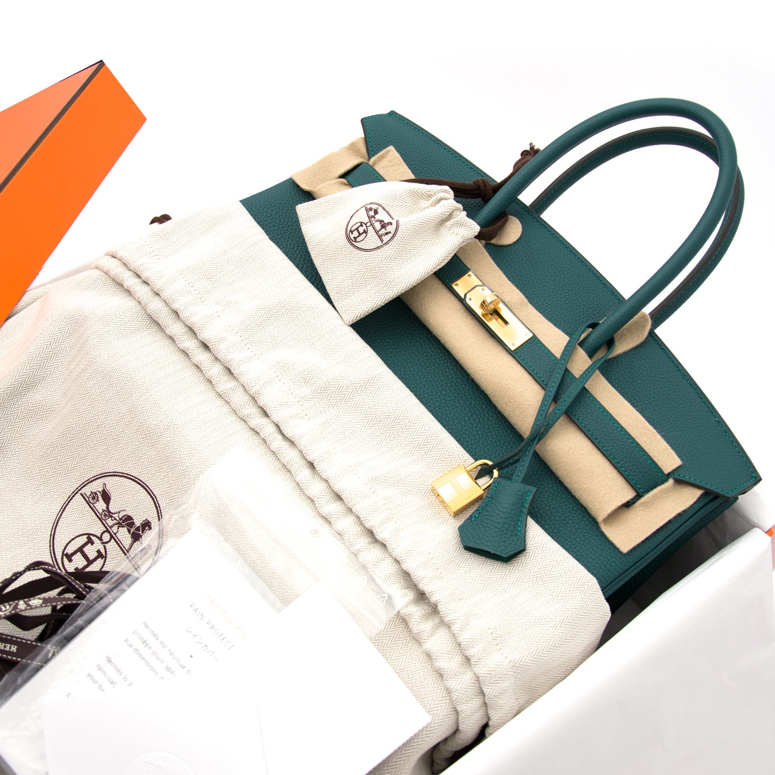 *Never Used*  Hermès Birkin 35cm Togo Malachite GHW