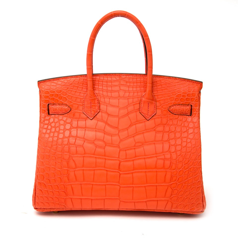 100% authentiek Hermès handtas in alligator Orange Poppy maat 30
