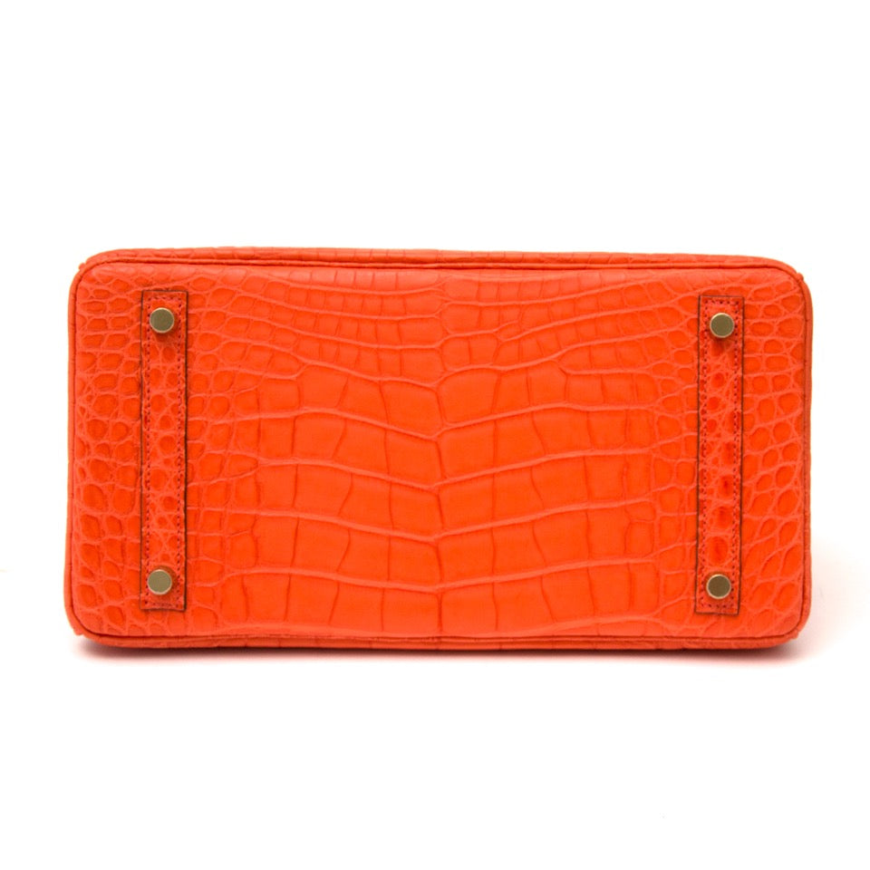 Acheter secure en ligne des sacs Hermès croco Alligator Orange Poppy taille 30