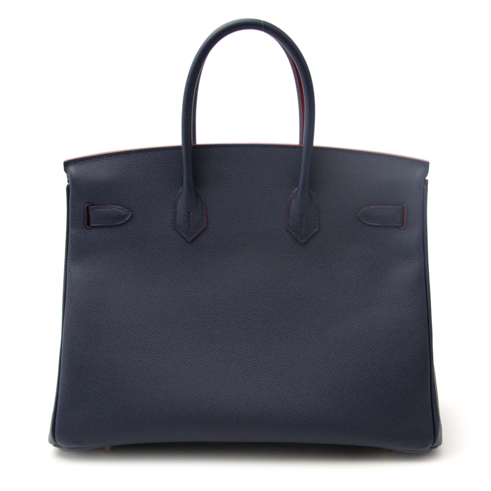 koop veilig online aan de beste prijs jou tweedehands Never Used Hermes Birkin Blue Indigo Contour Rouge H