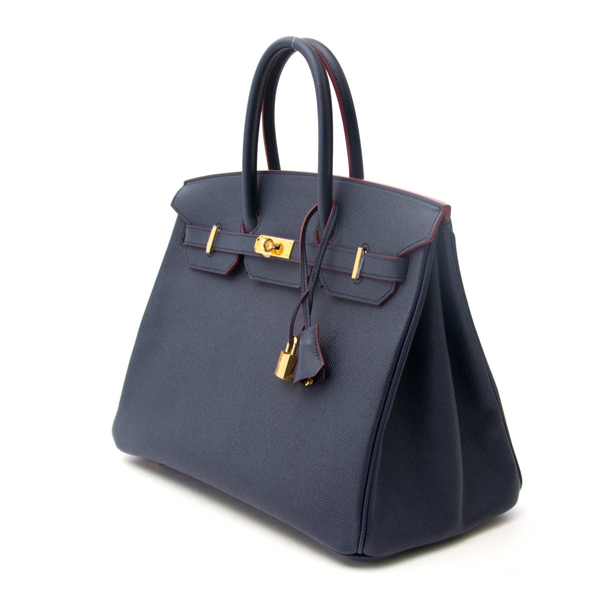 comme neuf sac a main Never Used Hermes Birkin Blue Indigo Contour Rouge H