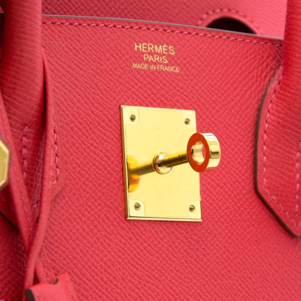 shop safe online authentic luxury As New Hermes Birkin 30 Rose Jaipur Epsom GHW