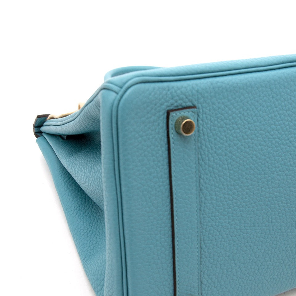 Brand new authentic Hermes Birkin 35 Bleu Saint Cyr Torrion Clemence for the best price