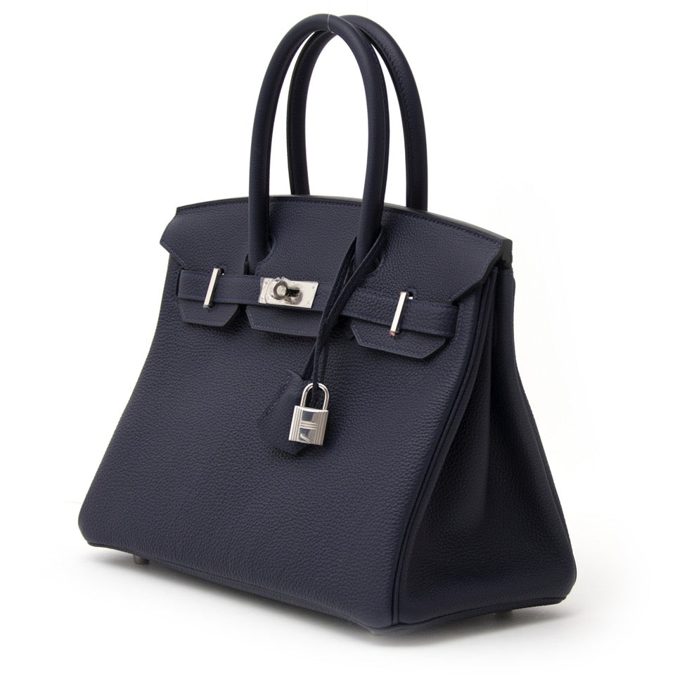 worldwide shipping designer Brand NEW Hermes Birkin 30 Togo Blue Nuit like new perfect condition Belgium
