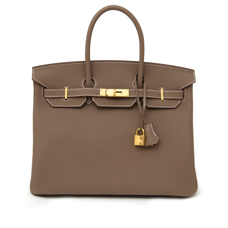 skip the waiting list brand new authentic Brand New Hermes Birkin 35 Togo Etoupe GHW worldwide shipping