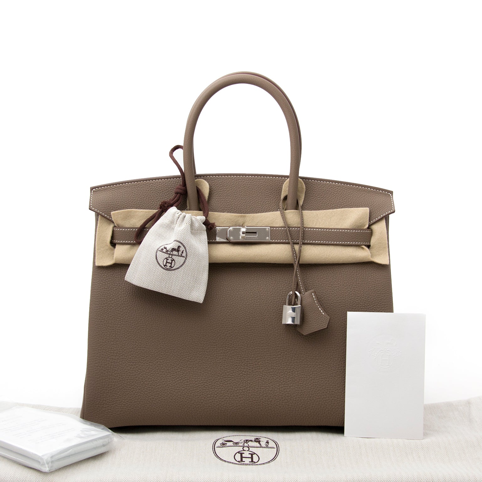 acheter enligne pour le meilleur prix neuf sac a main shop safe online at the best price secondhandBRAND NEW Hermes Birkin 35 etoupe PHW togo