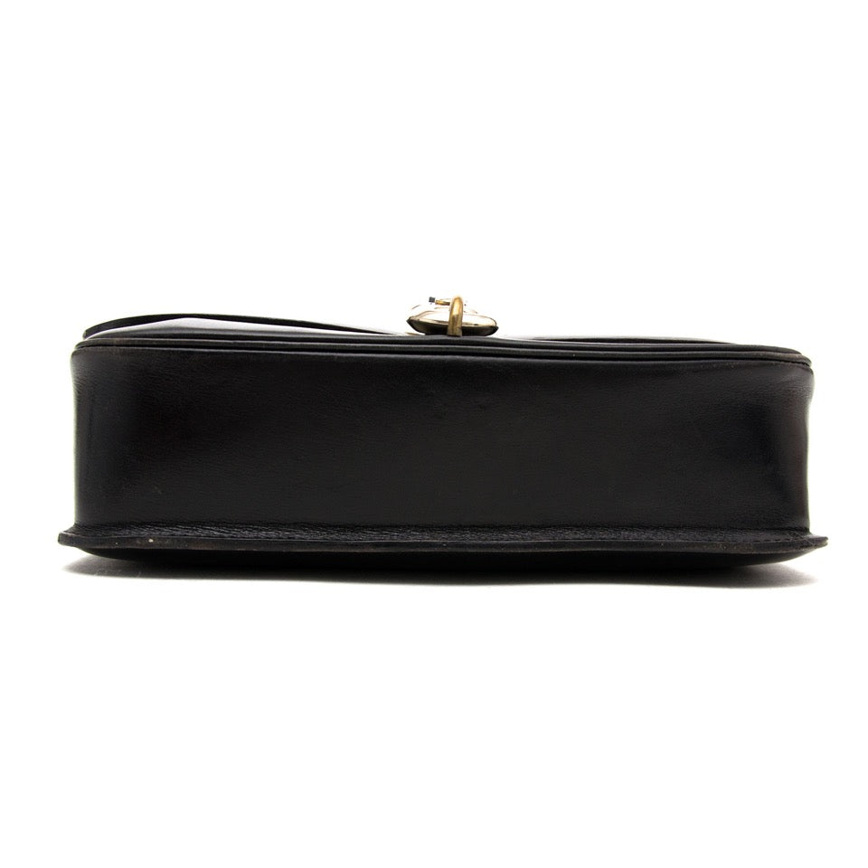 vintage Delvaux Black Leather Shoulderbag aan de beste prijs webshop en boetiek www.labellov.com Antwerpen