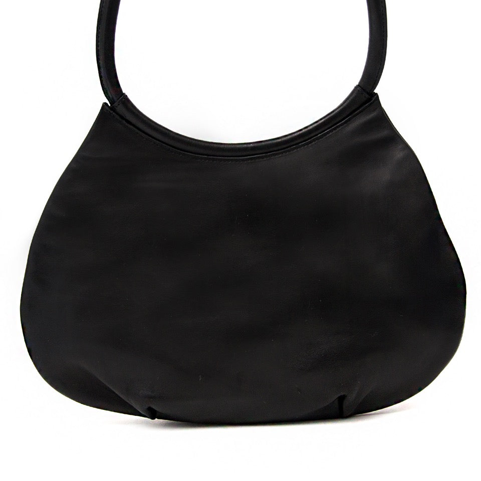 acheter en ligne pour le meilleur prix sac a main Hermès Black Cacahuete Plum Leather Oval Shoulder Bag online webshop
