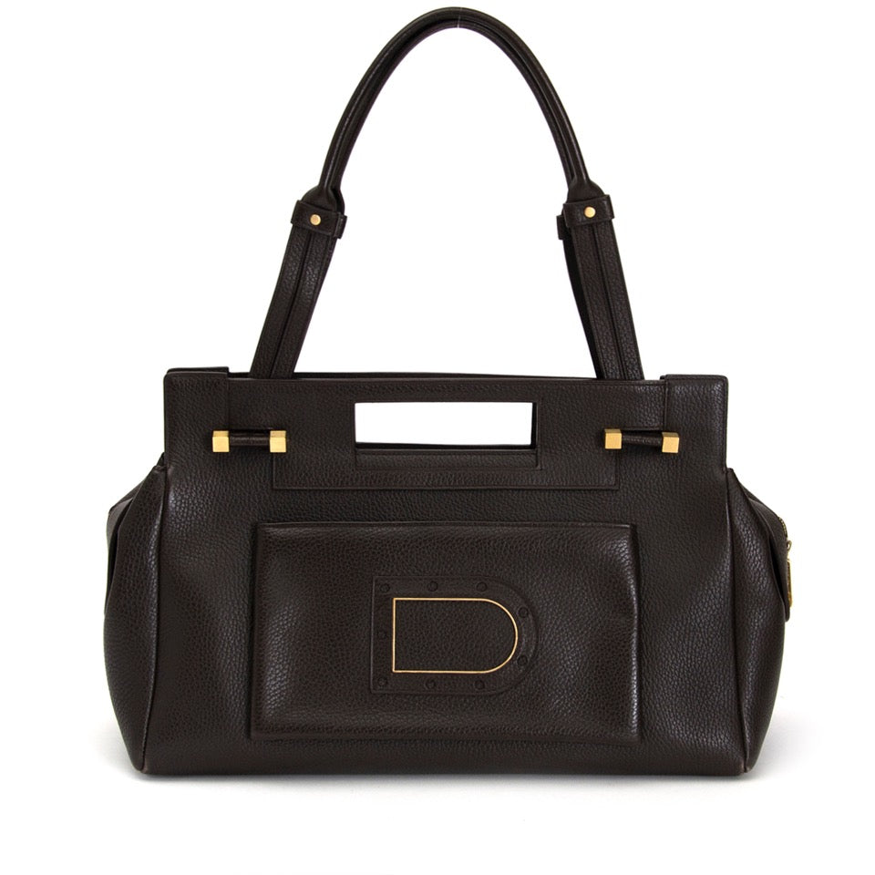 koop veilig online aan de beste prijs Delvaux Benjamin Dark Brown Bag net als nieuw