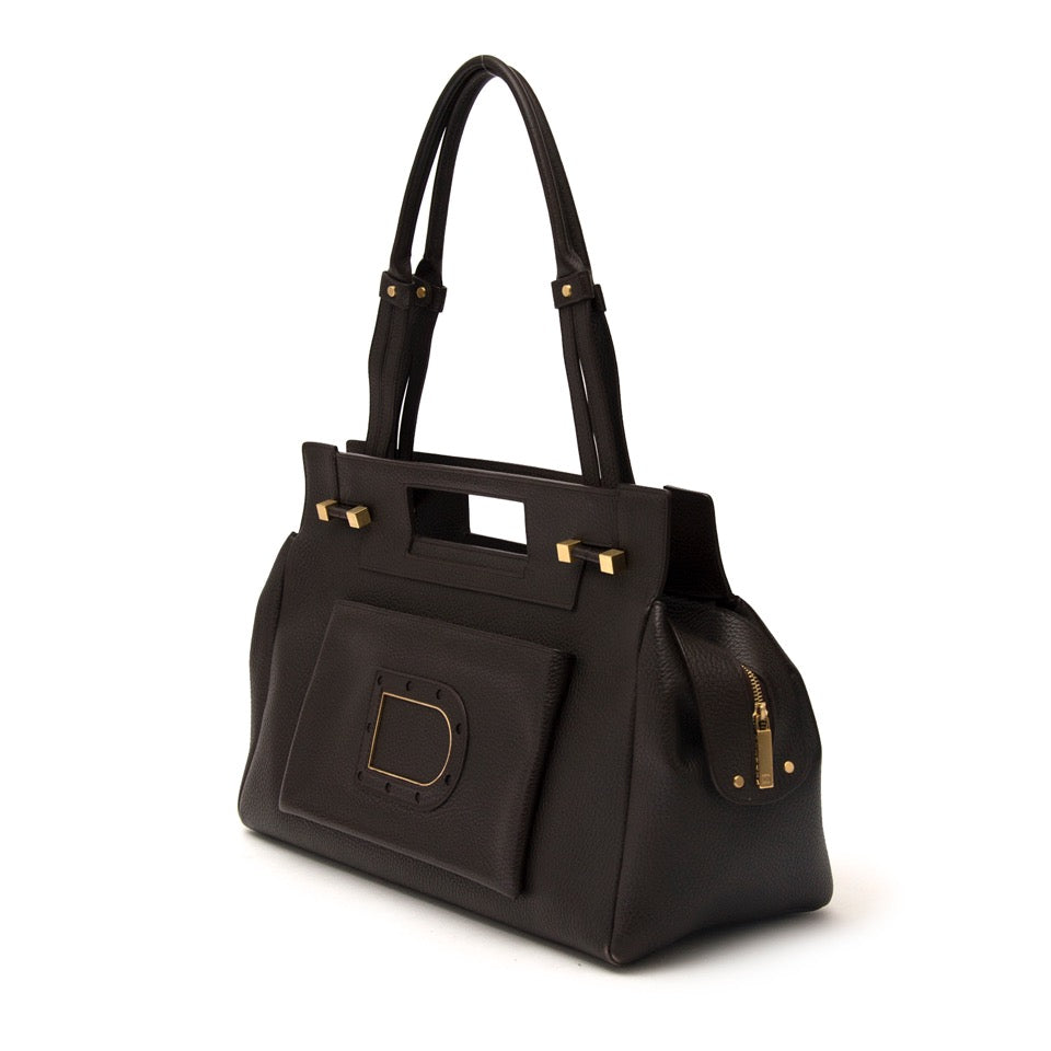 acheter en ligne seconde main sac a main Delvaux Benjamin Dark Brown Bag