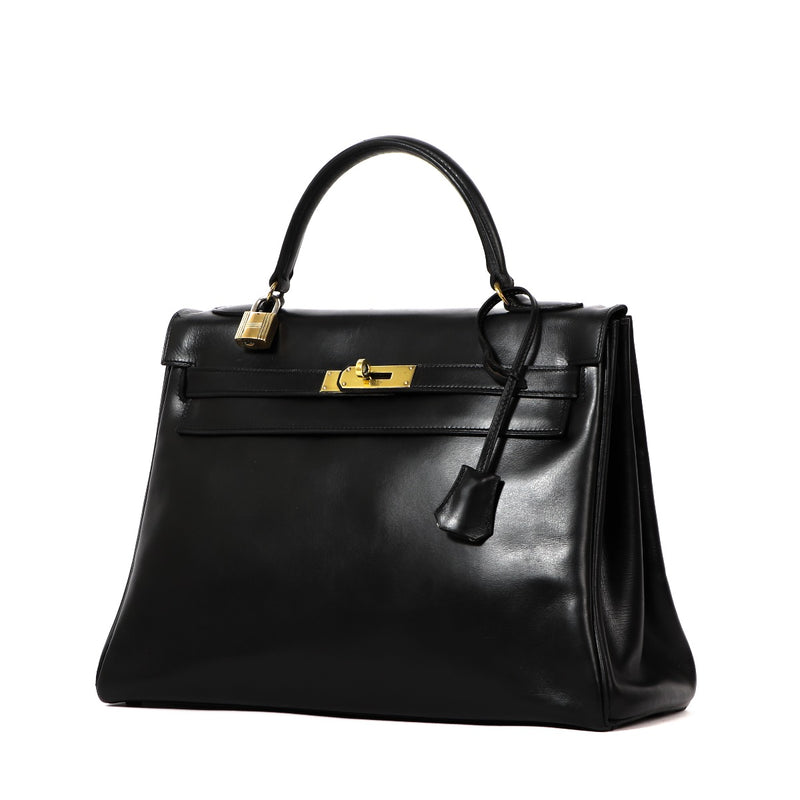 Hermès Vintage Kelly 32 Black Box GHW