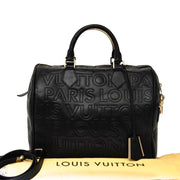 acheter en ligne pour le meilleur prix sac a main Louis Vuitton Limited Edition Black Embossed Leather Speedy Cube Bag