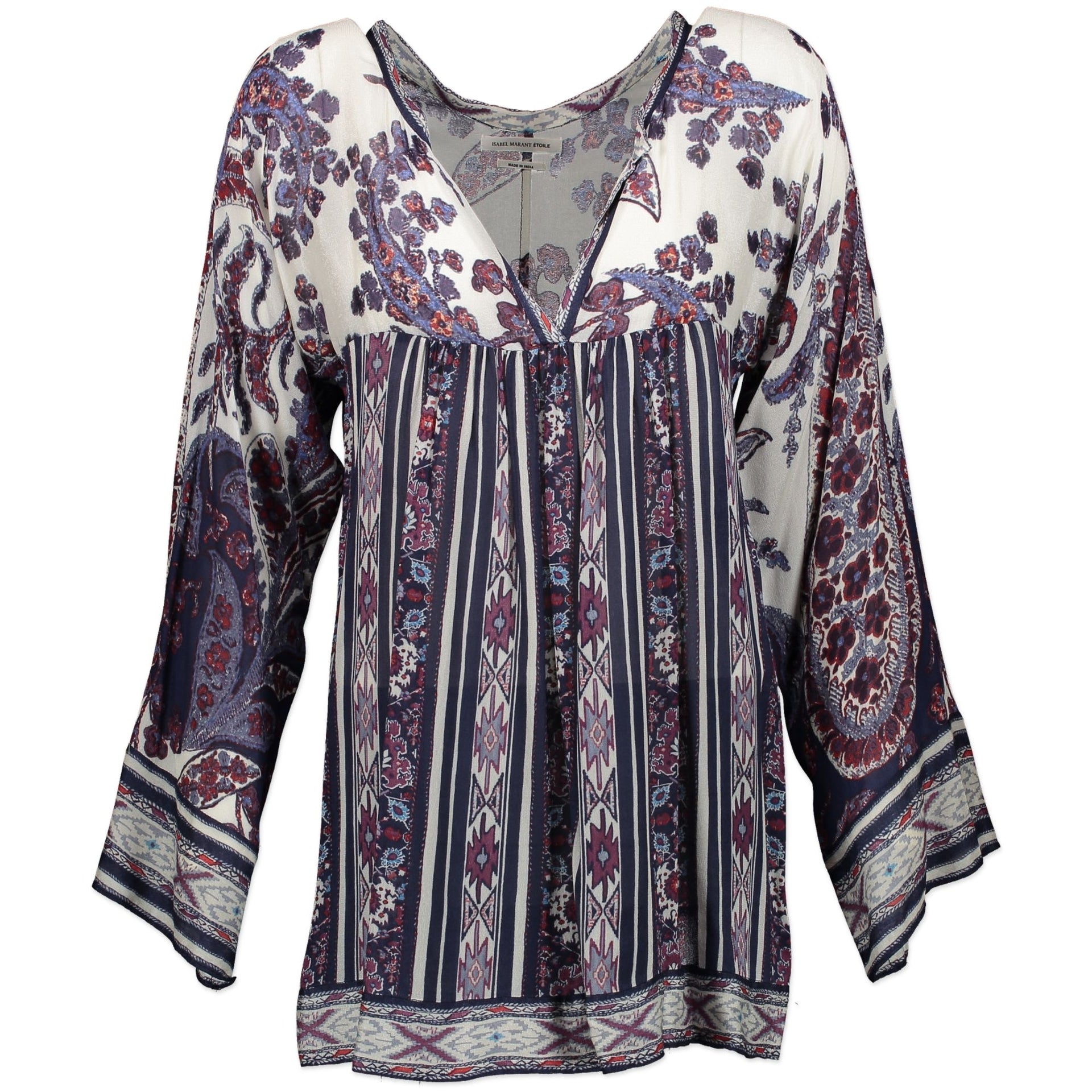 Isabel Marant Étoile Long Sleeve V-neck Blouse - SIZE 1. Koop Isabel Marant kleding online bij LabelLOV in Antwerpen. Webshop, bohemian clothing, secondhand.