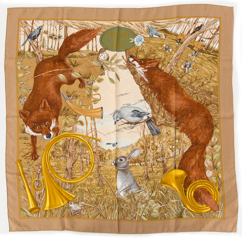 100% authentic Hermès carré de soie 'Chasse au bois'