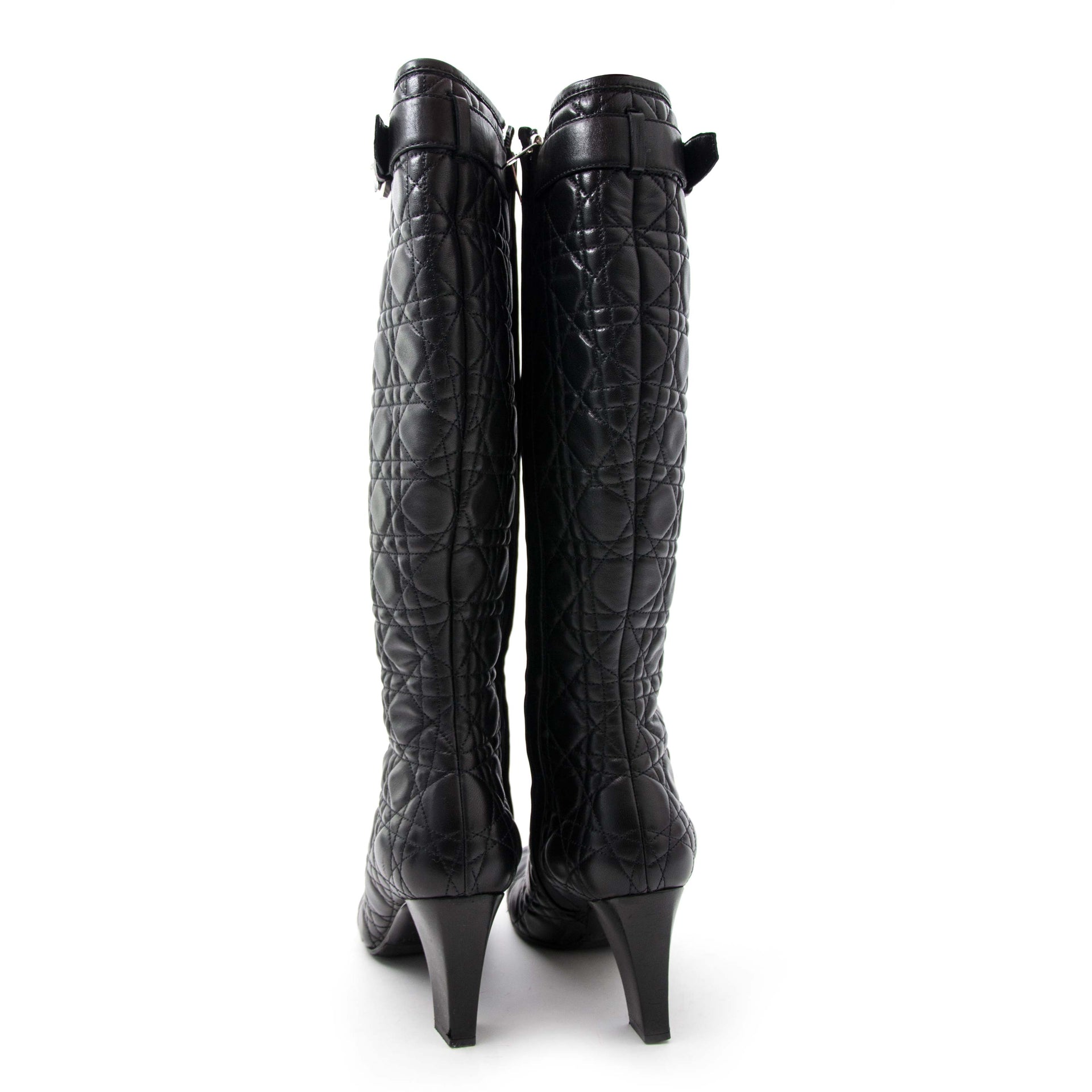 Lady Dior Black Cannage Quilted Knee High Boots - 39,5
