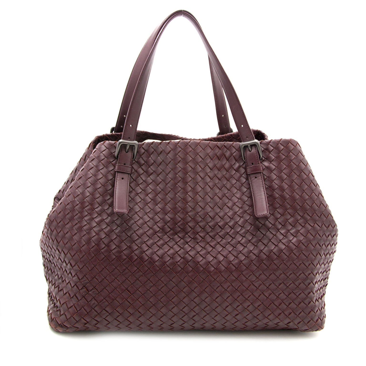 Bottega veneta intrecciato burgundy aubergine tote bag now online at labellov.com for the best price