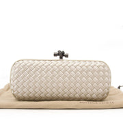 looking for a secondhand Bottega Veneta Satin Intreccio Impero Ayers Stretch Knot Grey Clutch