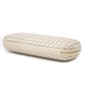 shop safe online your Bottega Veneta Satin Intreccio Impero Ayers Stretch Knot Grey Clutch